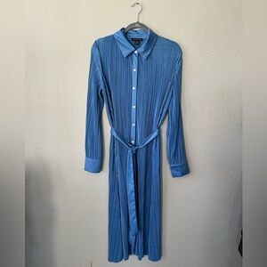 Saks Fifth Avenue Pleated Button Down Midi Dress Waist Belt in Women's Size M